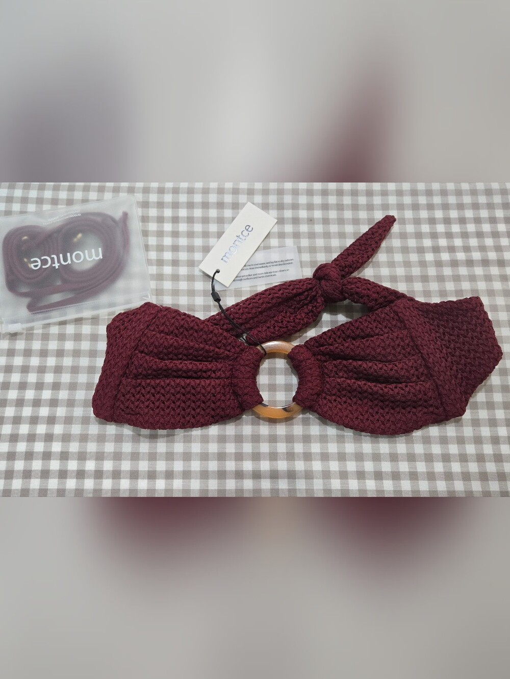 Montce Bandeau Bikini Top Maroon Crochet Tori NWT Boho Chic Indie Bikini Top XS